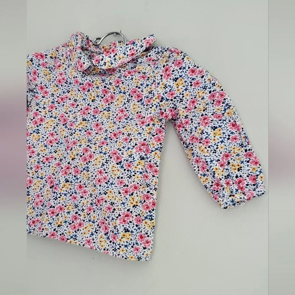 Ralph Lauren Floral Kids Shirt with Ruffle Scallop Collar Size 6 Months